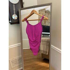 Calvin Klein Women's Pink Side Ruched One-Piece Swimsuit Size 4